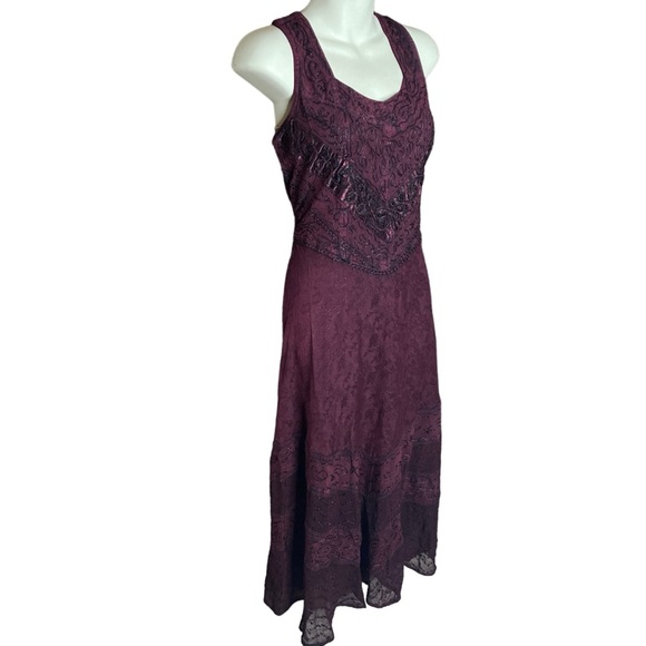 Boho Vintage Gothic Unique Rare Item Embroidered Maxi Dress Size S/M - Picture 6 of 12